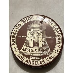 Vintage Angelus Shoe Polish Los Angeles California Tin Great Graphics